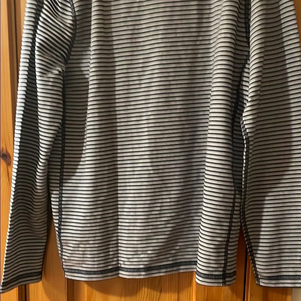 J.Crew Shirt Navy and White Striped Half-Zip Long Sleeve Nautical Mens Small - Picture 9 of 11